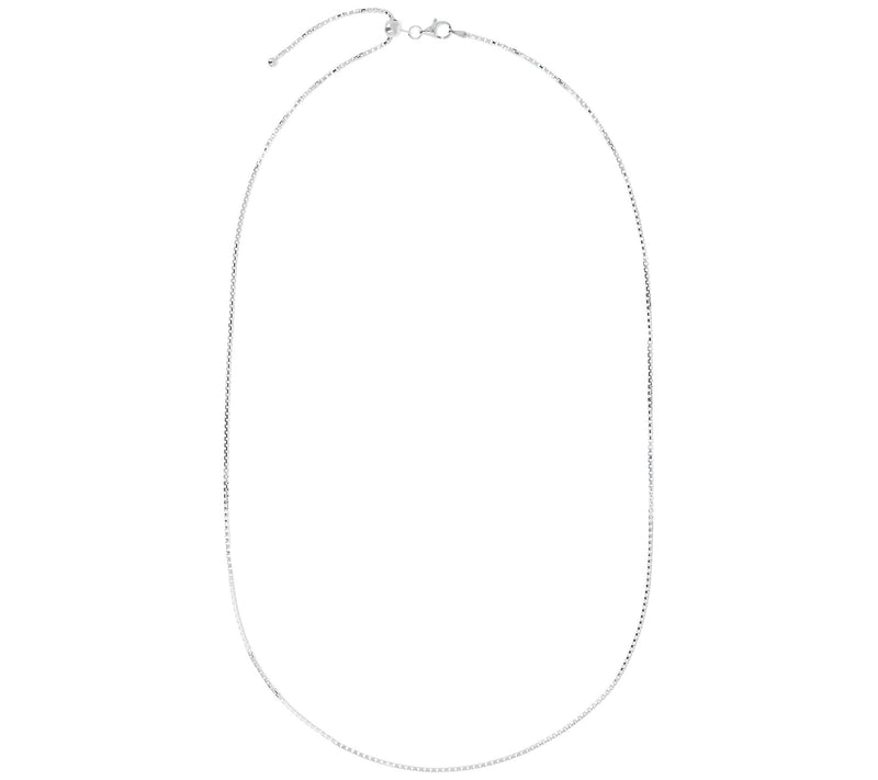 UltraFine Silver 22" Adjustable Box Chain Necklace, 7.0g — View 2