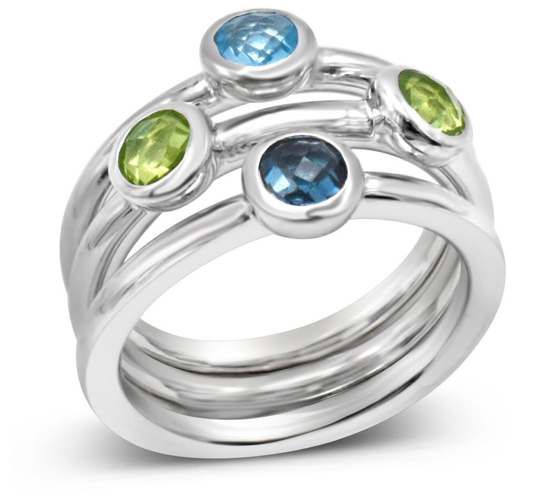 Ariva Sterling Silver 1.30 cttw Set of 3 Gemstone Rings — Main view