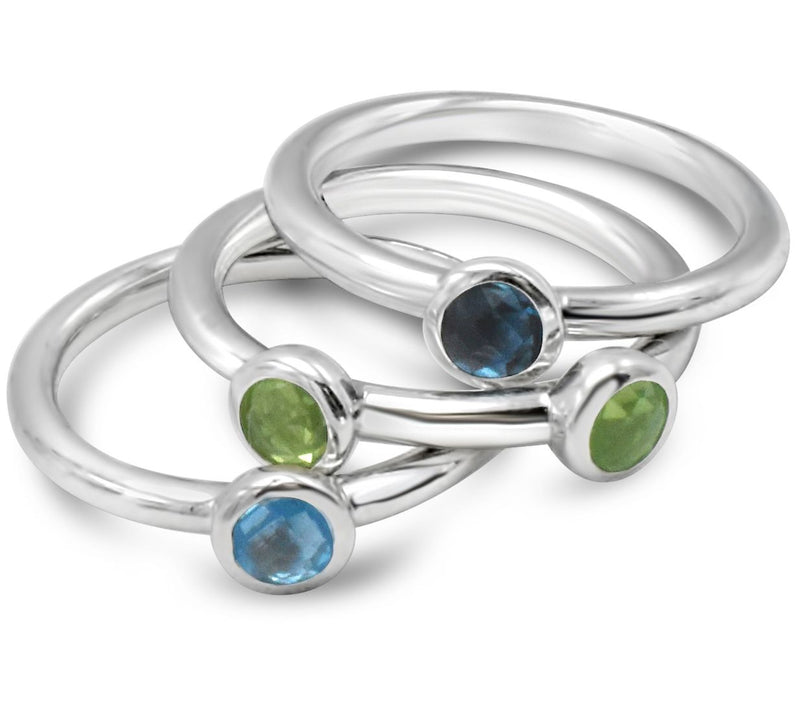 Ariva Sterling Silver 1.30 cttw Set of 3 Gemstone Rings — View 2