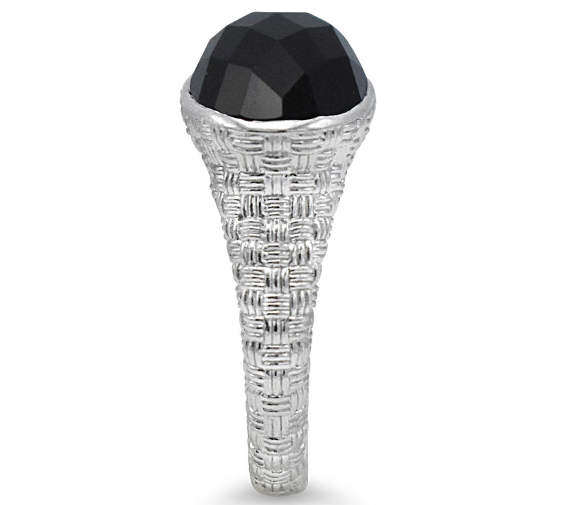 Ariva Sterling Silver Basketweave Black Onyx Ring — View 2