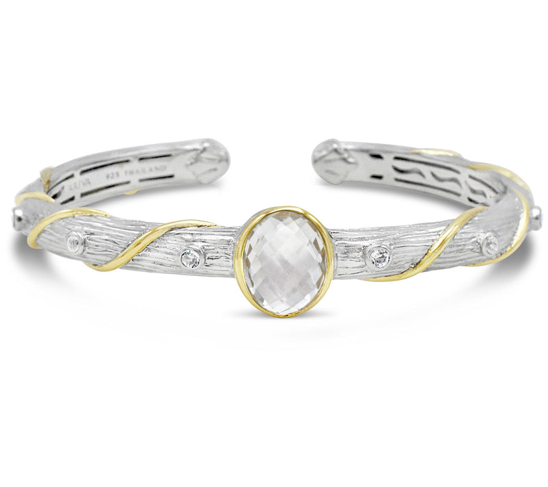 Ariva Sterling Silver & 14K Gold Clad White Top az Cuff — Main view