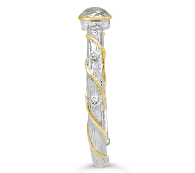 Ariva Sterling Silver & 14K Gold Clad White Top az Cuff — View 2