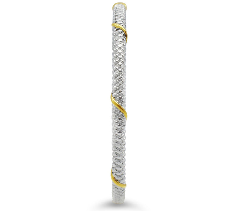 Ariva Sterling Silver & 14K Gold Clad Textur edBangle — View 2