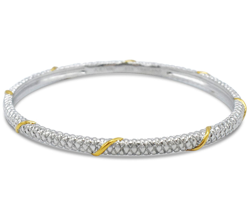 Ariva Sterling Silver & 14K Gold Clad Textur edBangle — Main view