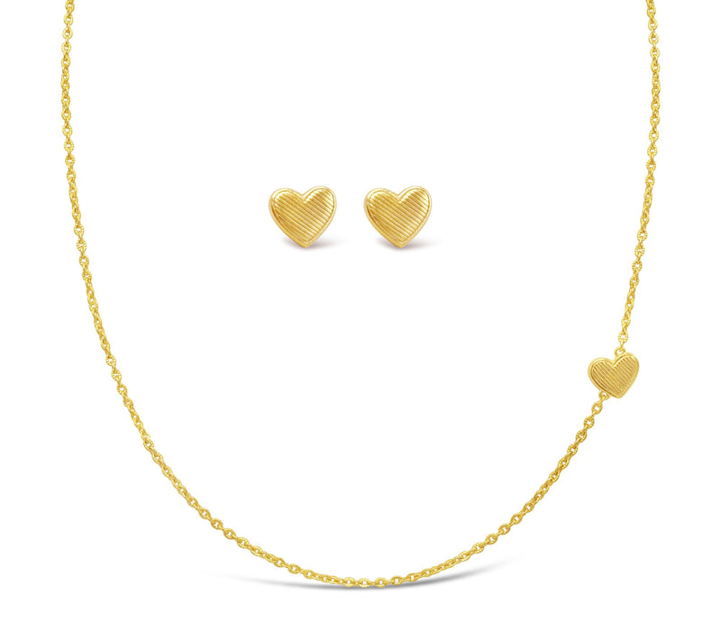 Ariva 14K Gold Clad Heart Necklace & Earr ingsSet — Main view