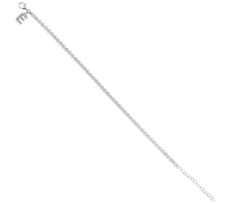 Diamonique Tennis Bracelet with Initial, Sterling Silver — View 54