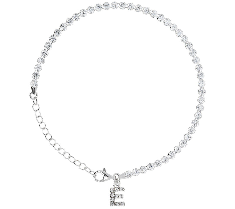 Diamonique Tennis Bracelet with Initial, Sterling Silver — View 19