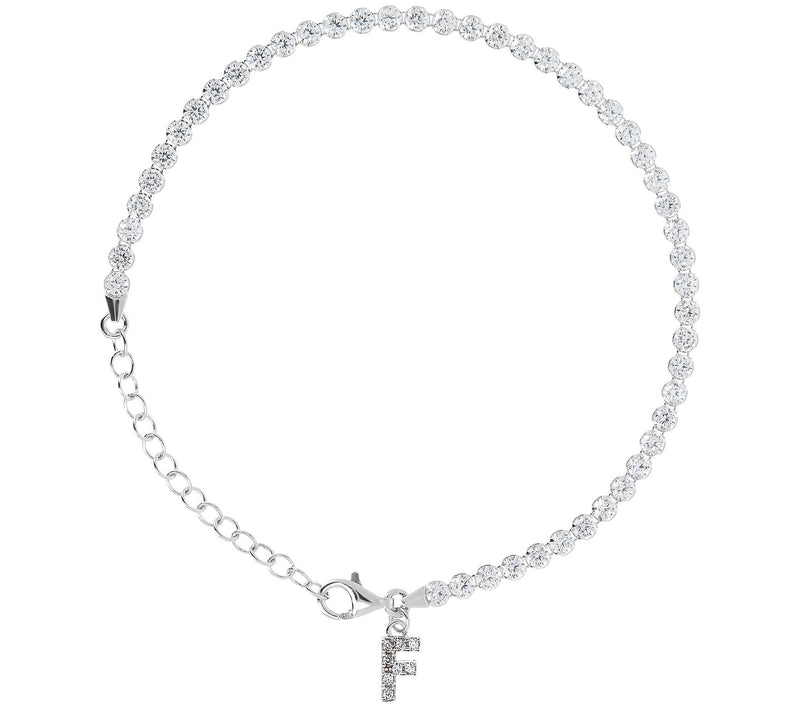Diamonique Tennis Bracelet with Initial, Sterling Silver — View 21