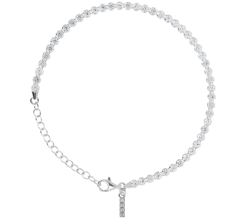 Diamonique Tennis Bracelet with Initial, Sterling Silver — View 27