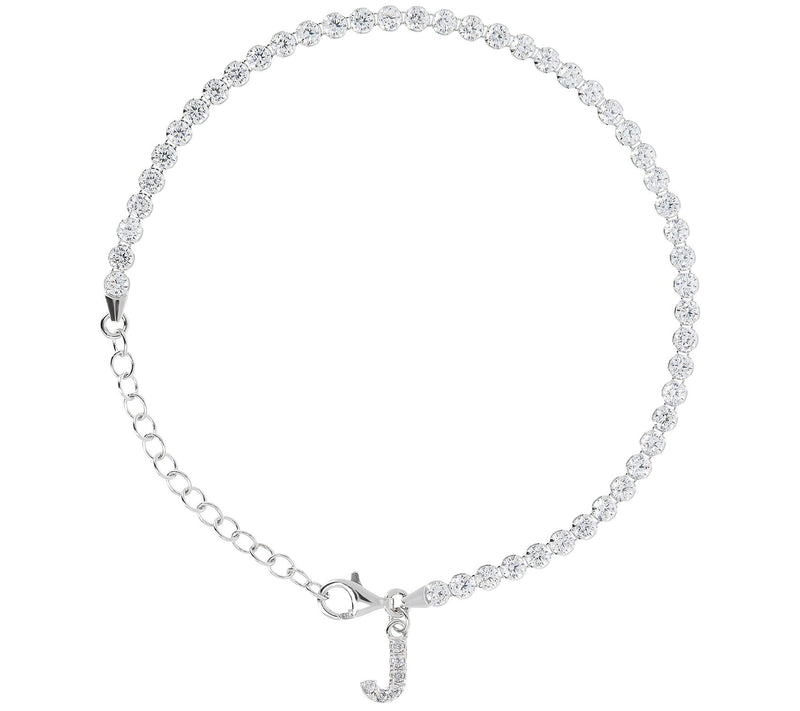 Diamonique Tennis Bracelet with Initial, Sterling Silver — View 29