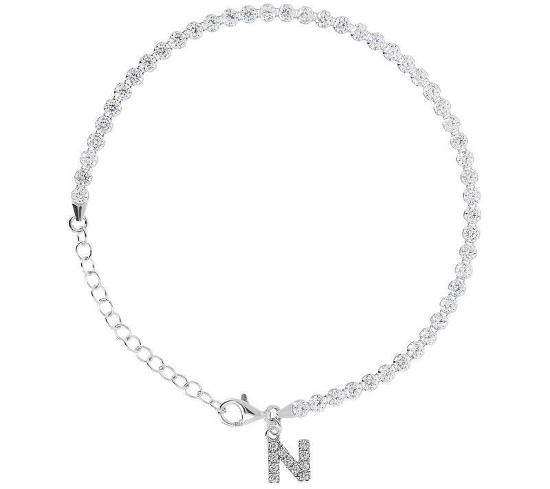 Diamonique Tennis Bracelet with Initial, Sterling Silver — View 37