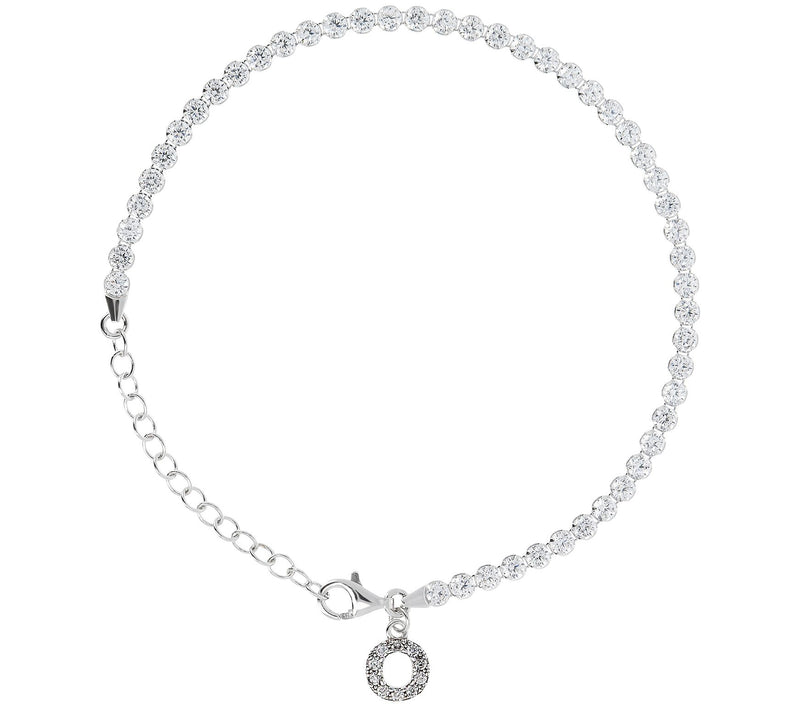 Diamonique Tennis Bracelet with Initial, Sterling Silver — View 39