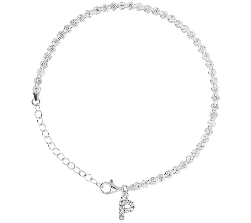 Diamonique Tennis Bracelet with Initial, Sterling Silver — View 41