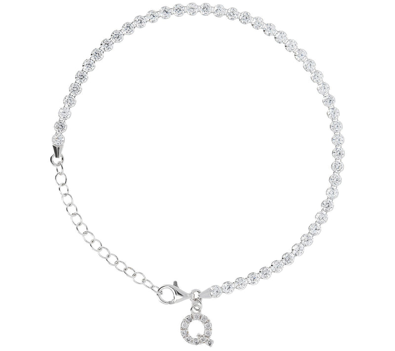 Diamonique Tennis Bracelet with Initial, Sterling Silver — Main view