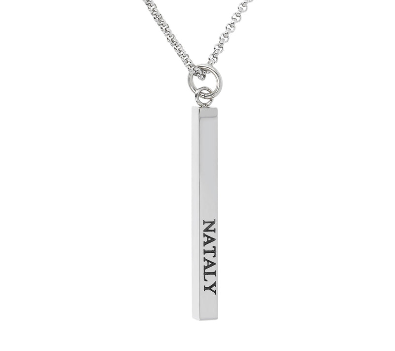 Steel by Design Personalized Polished Bar Pendant w/ Chain — Main view