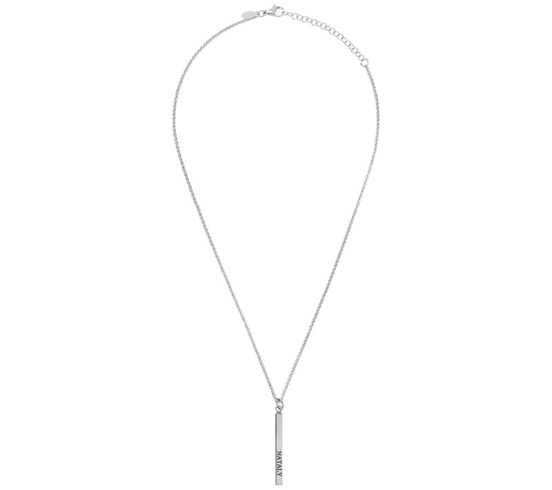 Steel by Design Personalized Polished Bar Pendant w/ Chain — View 2