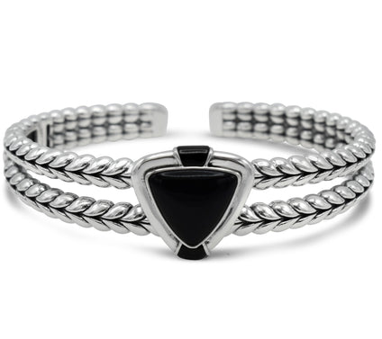 Tiffany Kay Studio Sterling Silver Onyx Herring bone Cuff