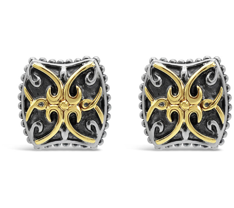 Elyse Ryan Sterling Silver & 14K Gold Button Earrings — Main view