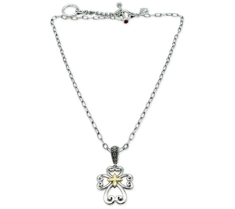 Elyse Ryan Sterling & 14K Gold Scroll Pendant w / Chain — View 2