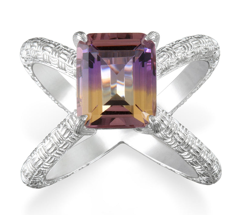 Ariva Sterling Silver 4.00 cttw Ametrine Cri ssCross Ring — Main view