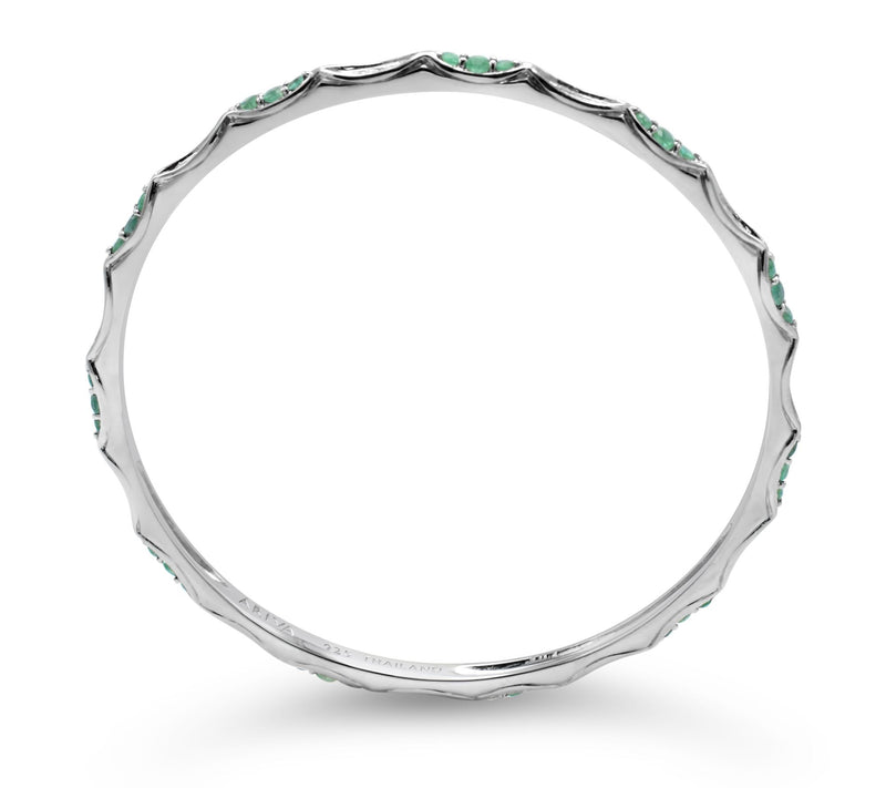 Ariva Sterling Silver Gemstone Textured Bangle — View 6