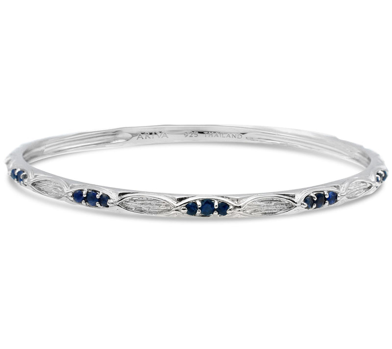 Ariva Sterling Silver Gemstone Textured Bangle — View 3