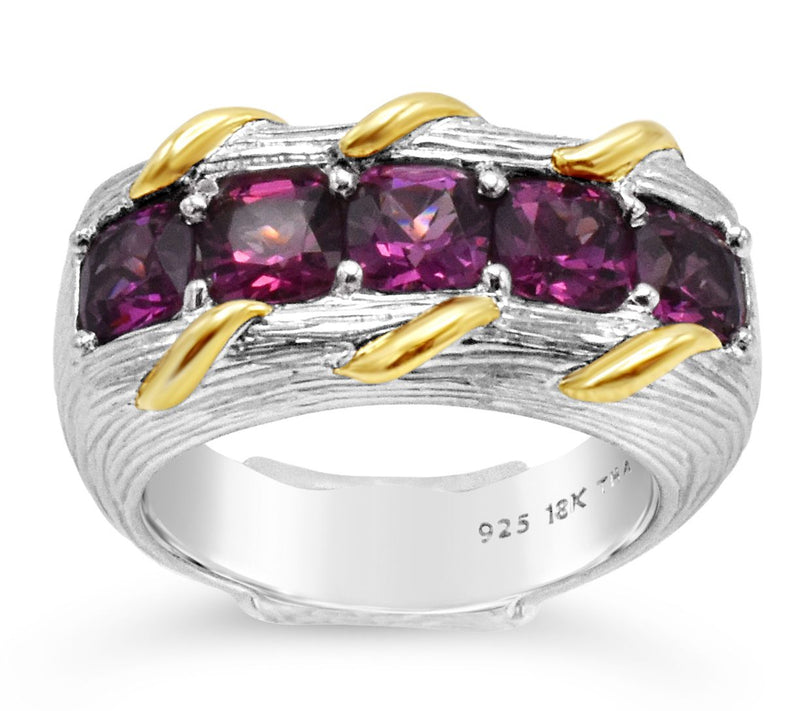 Ariva Sterling Silver & 18K Gold 3.20 cttw Rhod olite Ring — Main view