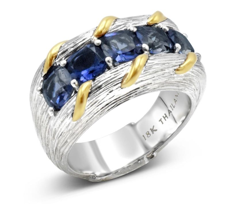 Ariva Sterling Silver & 18K Gold 1.95 cttw Iolite Ring — Main view