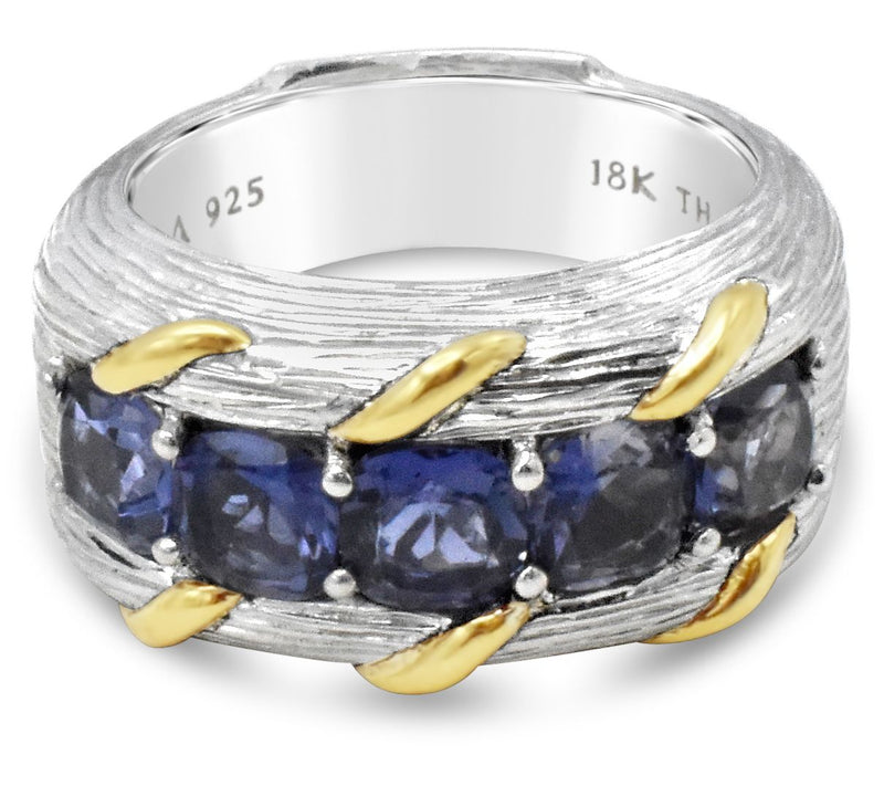 Ariva Sterling Silver & 18K Gold 1.95 cttw Iolite Ring — View 4