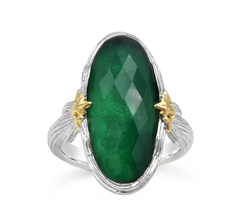 Ariva Sterling Silver & 18K Gold Chalcedony Doublet Ring — Main view