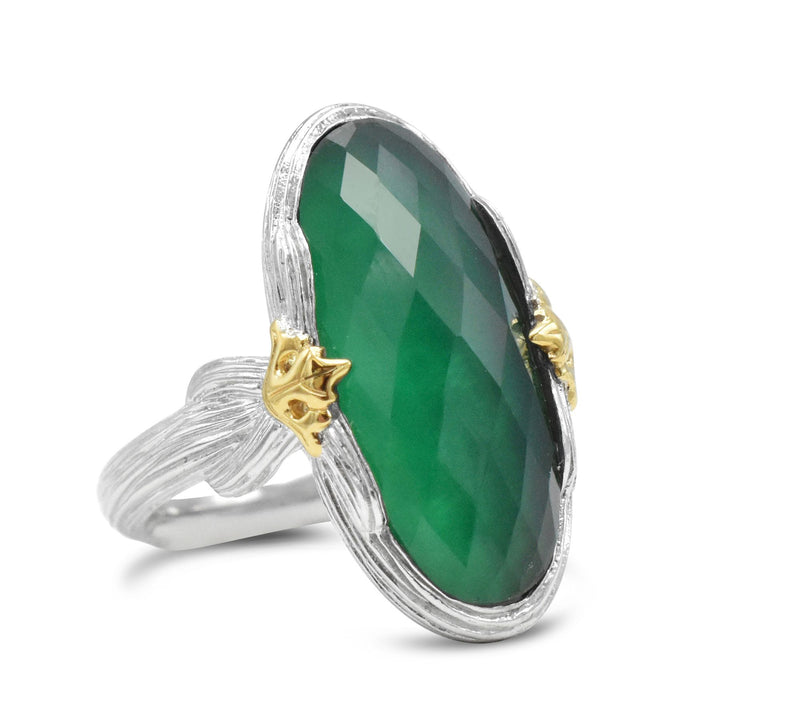 Ariva Sterling Silver & 18K Gold Chalcedony Doublet Ring — View 2