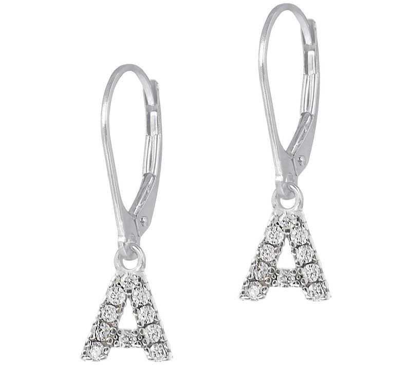 Diamonique Initial Dangle Lever Back Earrings, Sterling — View 5