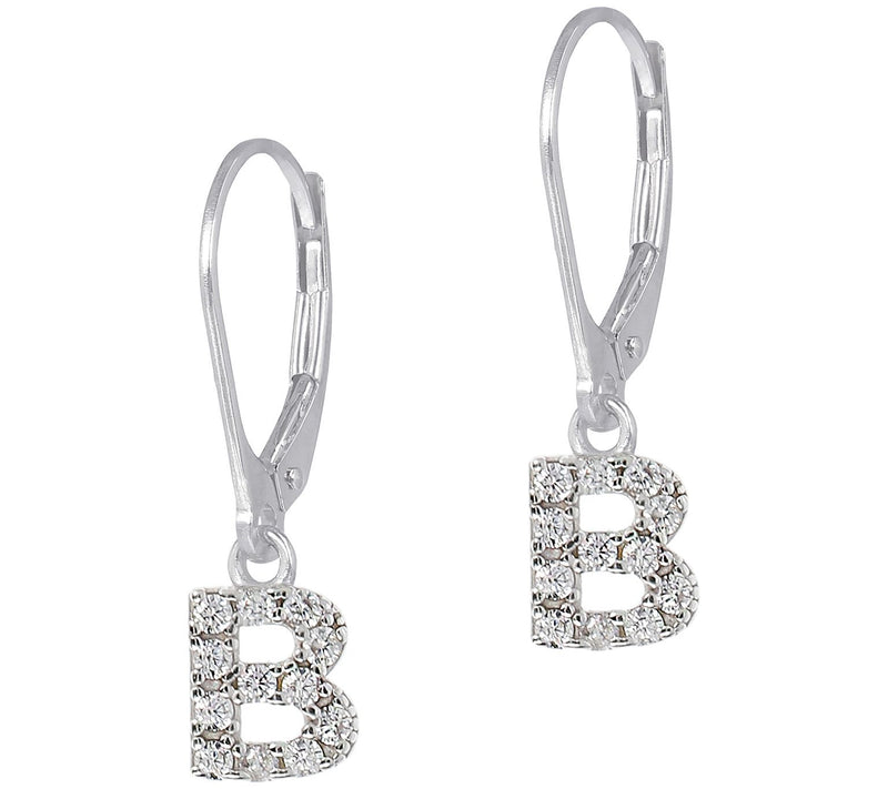 Diamonique Initial Dangle Lever Back Earrings, Sterling — View 7