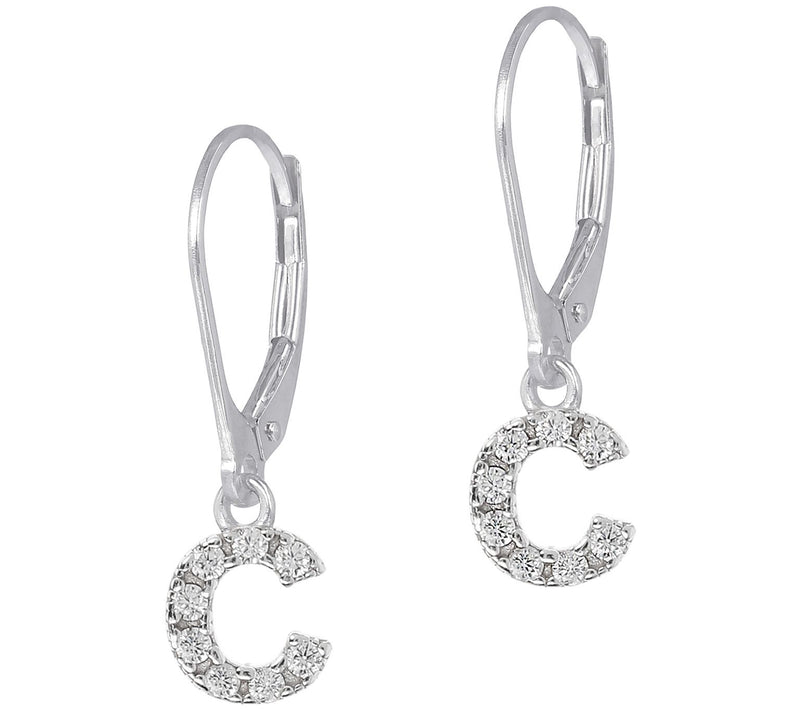Diamonique Initial Dangle Lever Back Earrings, Sterling — View 9