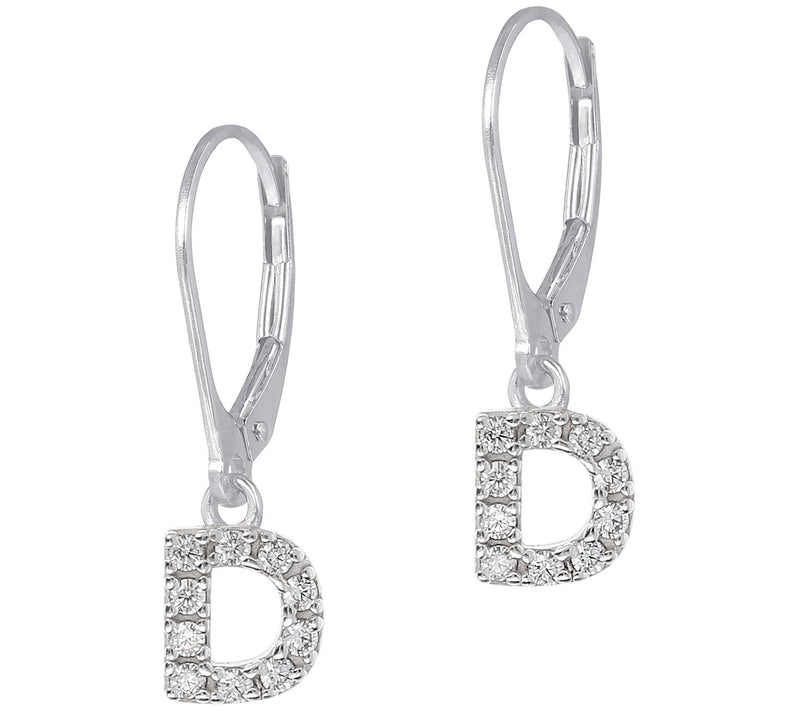 Diamonique Initial Dangle Lever Back Earrings, Sterling — View 11