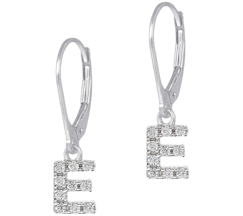 Diamonique Initial Dangle Lever Back Earrings, Sterling — View 13