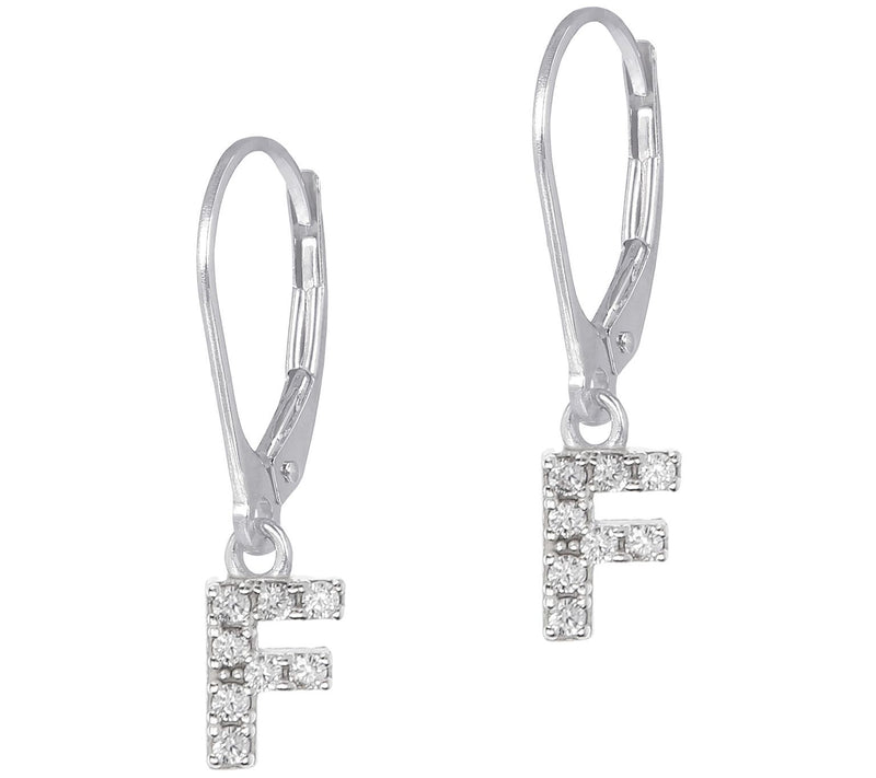 Diamonique Initial Dangle Lever Back Earrings, Sterling — View 15