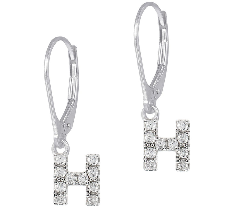 Diamonique Initial Dangle Lever Back Earrings, Sterling — View 19