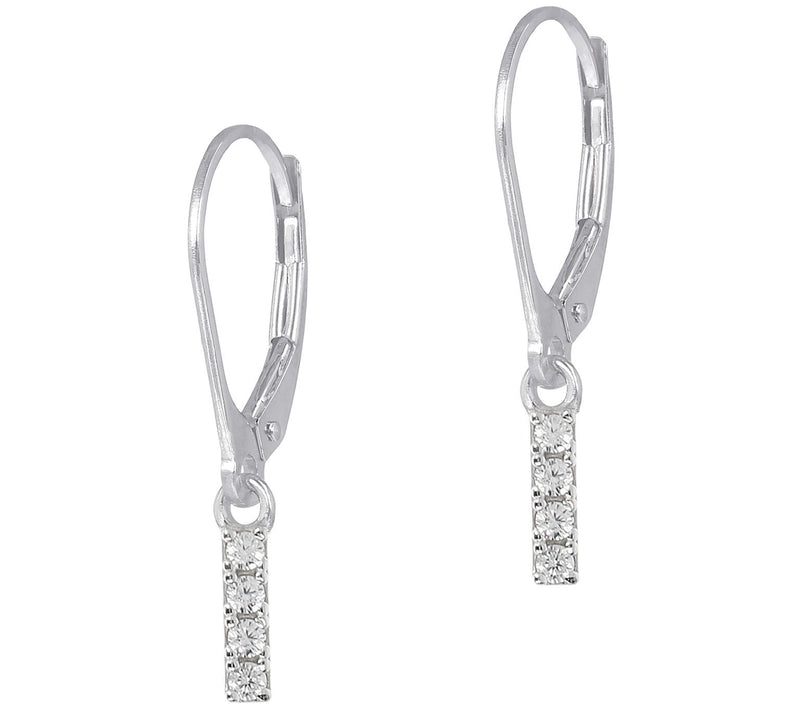 Diamonique Initial Dangle Lever Back Earrings, Sterling — View 21
