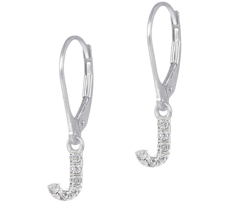 Diamonique Initial Dangle Lever Back Earrings, Sterling — View 23