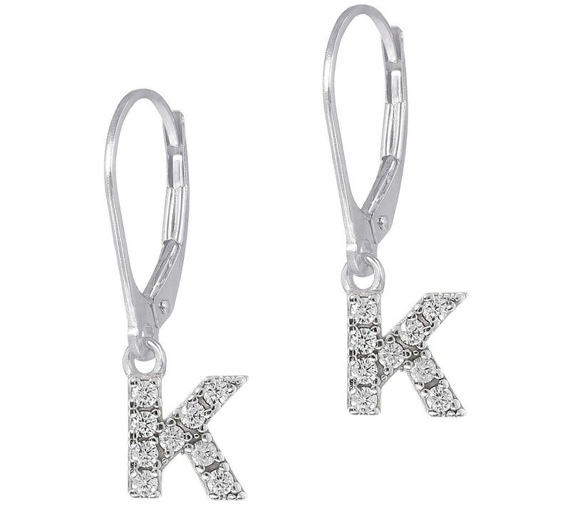 Diamonique Initial Dangle Lever Back Earrings, Sterling — View 25