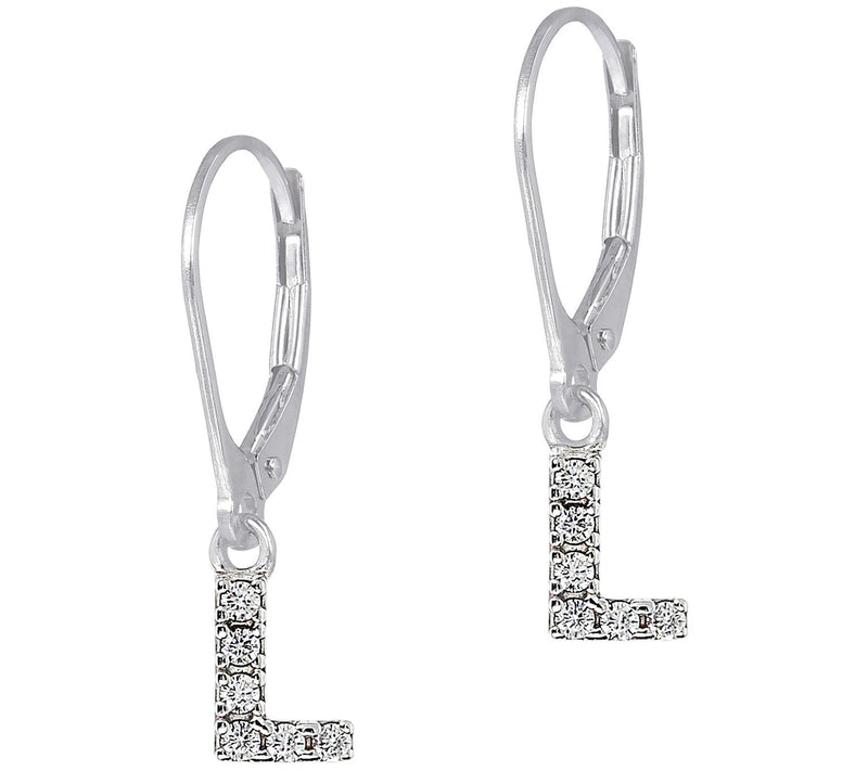Diamonique Initial Dangle Lever Back Earrings, Sterling — View 27