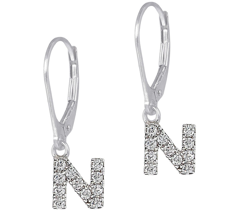 Diamonique Initial Dangle Lever Back Earrings, Sterling — View 29
