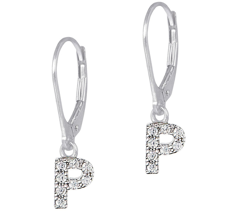 Diamonique Initial Dangle Lever Back Earrings, Sterling — View 33