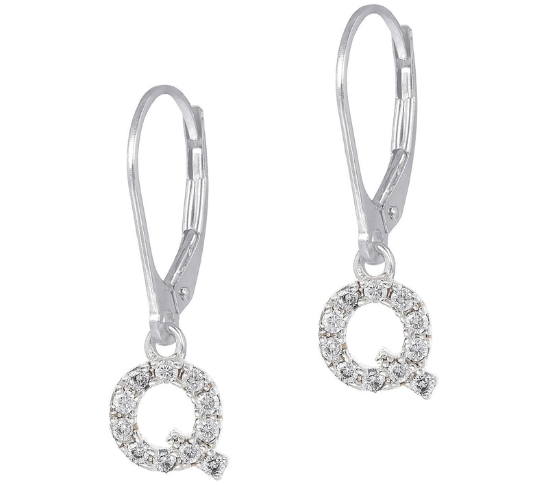 Diamonique Initial Dangle Lever Back Earrings, Sterling — View 35
