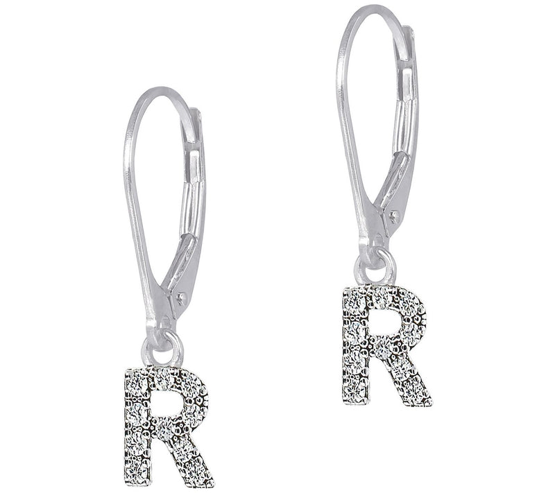Diamonique Initial Dangle Lever Back Earrings, Sterling — View 37