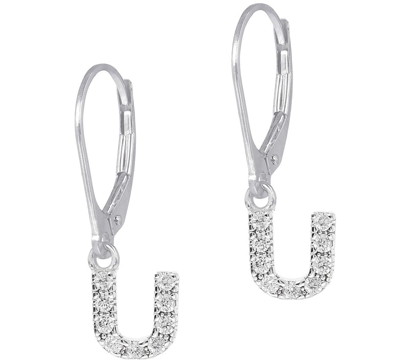 Diamonique Initial Dangle Lever Back Earrings, Sterling — View 43
