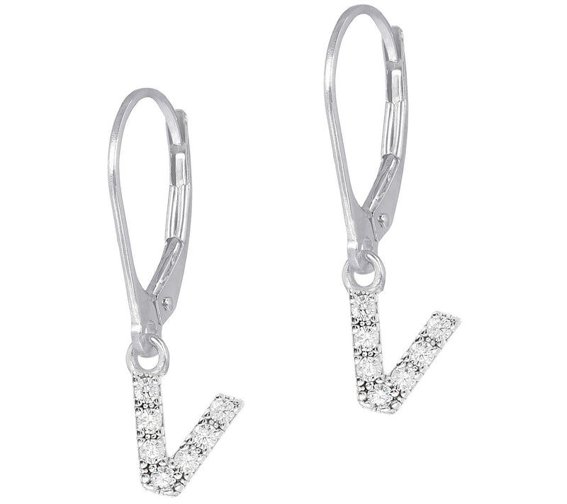 Diamonique Initial Dangle Lever Back Earrings, Sterling — View 45