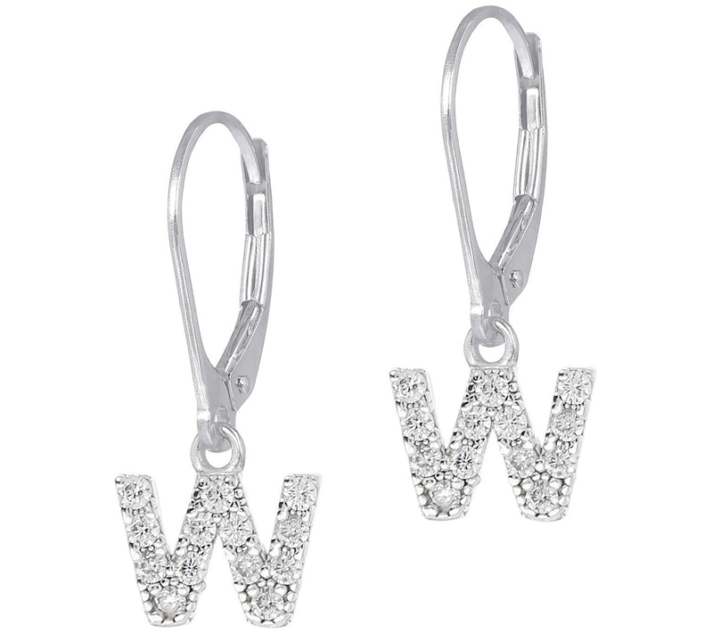 Diamonique Initial Dangle Lever Back Earrings, Sterling — View 47