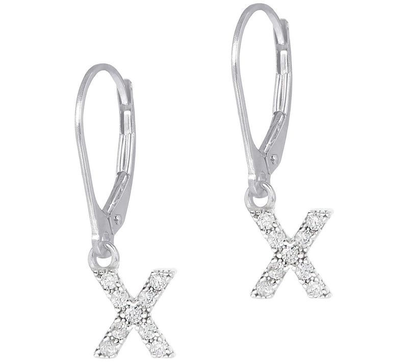 Diamonique Initial Dangle Lever Back Earrings, Sterling — View 49